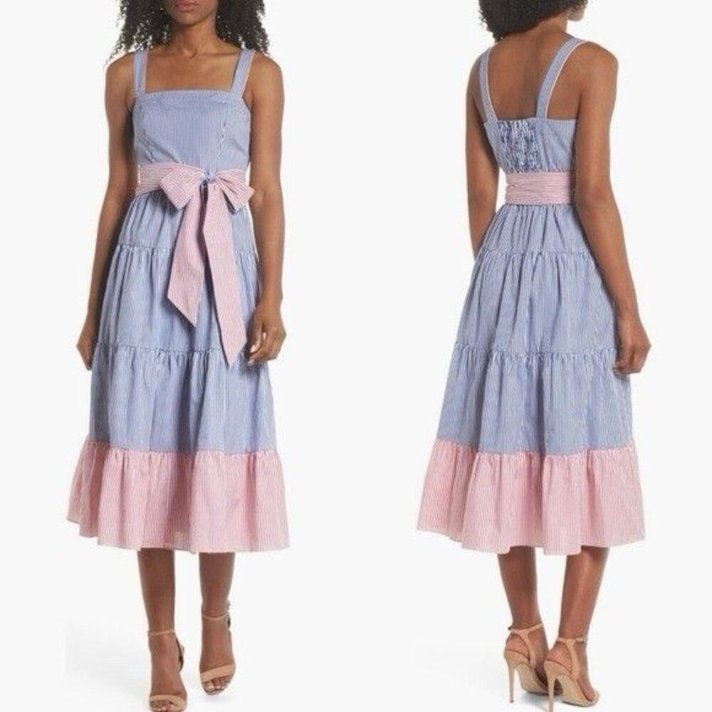 Rare Editions Red White Blue Striped Dress Sundress Girls Size 8